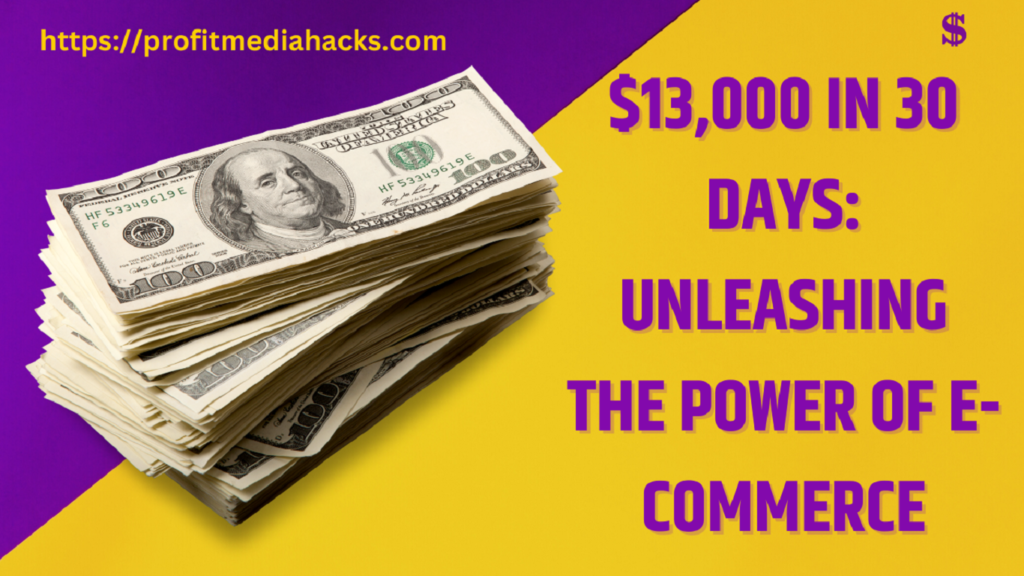 $13,000 in 30 Days: Unleashing the Power of E-commerce