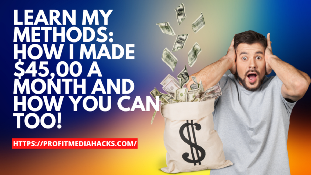 Learn My Methods: How I Made $45,00 a Month and How You Can Too!