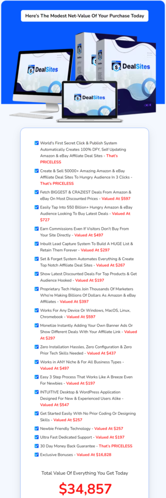 DealSites Review: Create & Sell 50000+ Amazing Amazon & eBay DFY Affiliate DeslSites To Hungry Audience In 3 Clicks