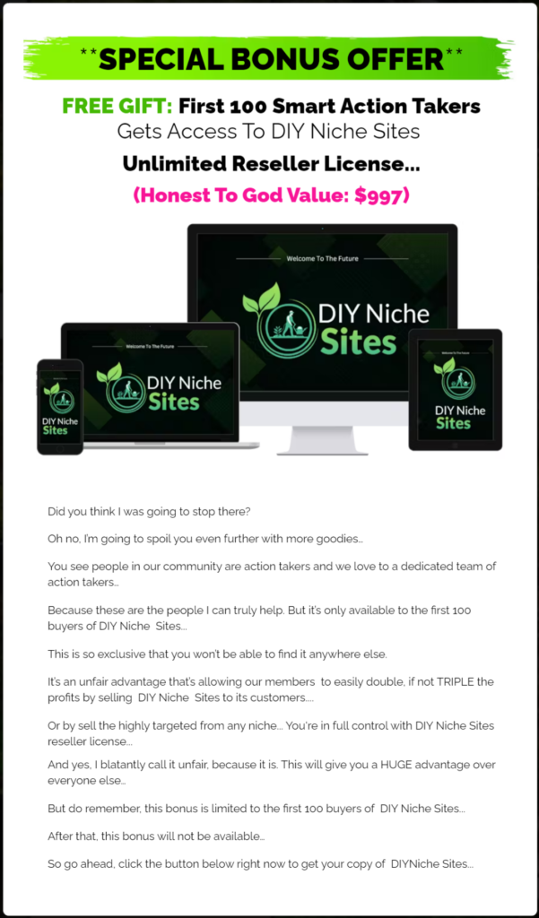 DIY Niche Sites Review: Unlock Top-Earning DIY Sites: Start Selling in 60 Seconds!